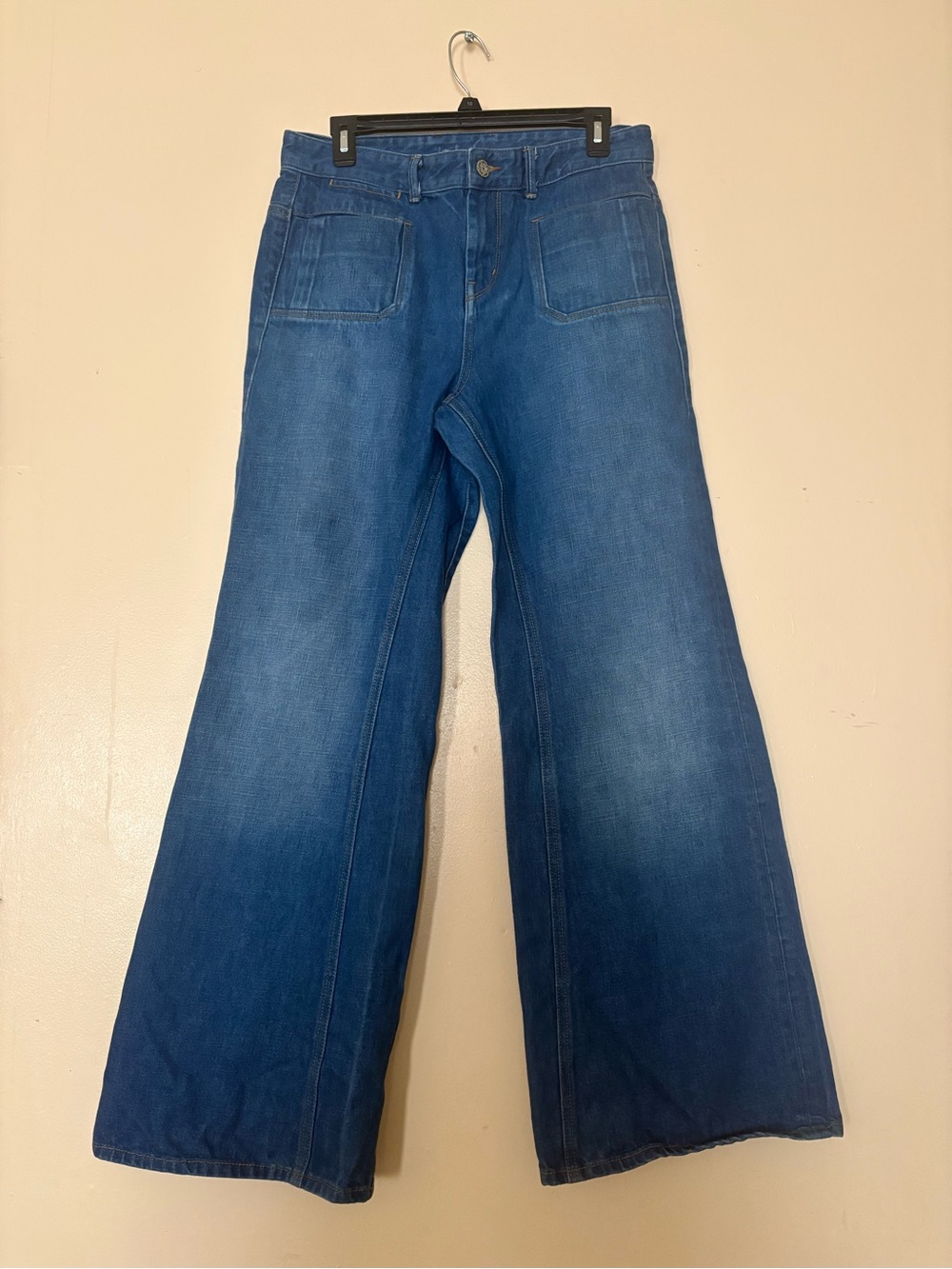LONDONJEAN Deep Blue Wide-Leg Flare Jeans